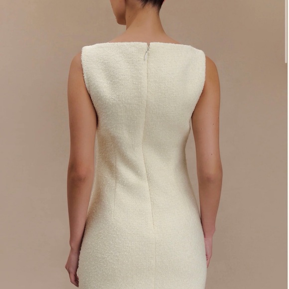 BNWT Angela Textured Boucle Mini Dress - Ivory SIZE XS - Picture 3 of 5